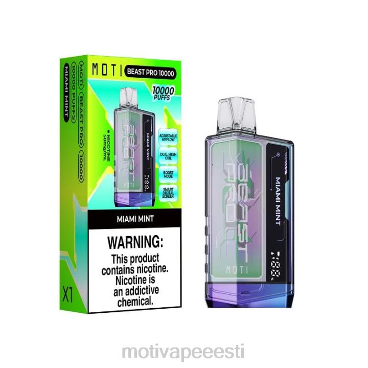 MOTI Vape Flavors Eesti - MOTI Beast Pro ühekordne veip (5%, 10000 pahvi) 4H02248 miami piparmünt