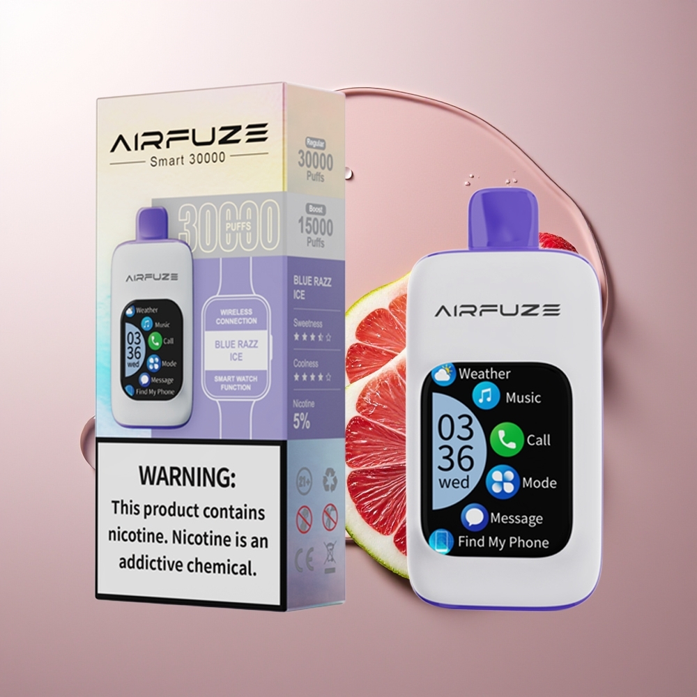 AirFuze Smart 30000 Puhangut Ühekordselt Kasutatav Vape Sinine Vaarikas-Jää + 900mAh Akut + 5% Nikotiini