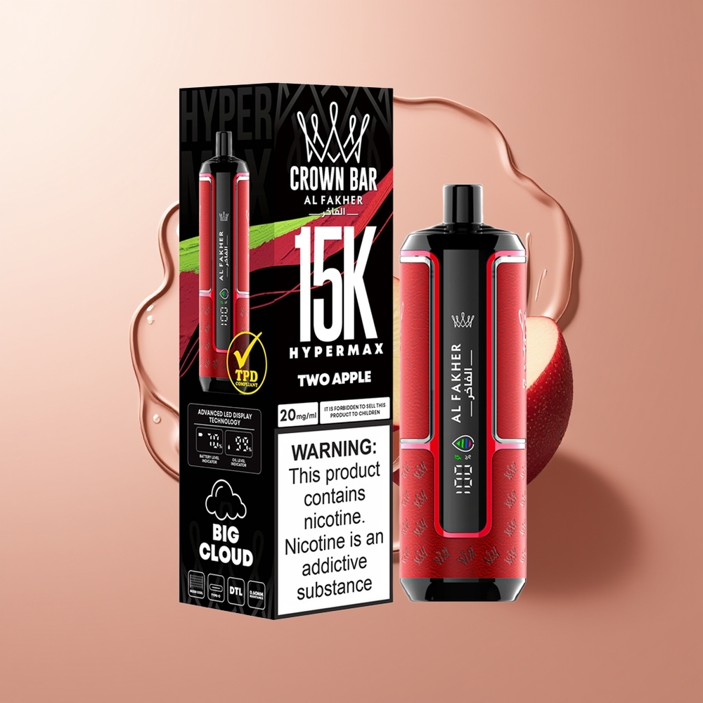 Al Fakher Crown Bar 15K Hüpermax Kahe õuna Ühekordne Vape-komplekt 22ml 600mAh