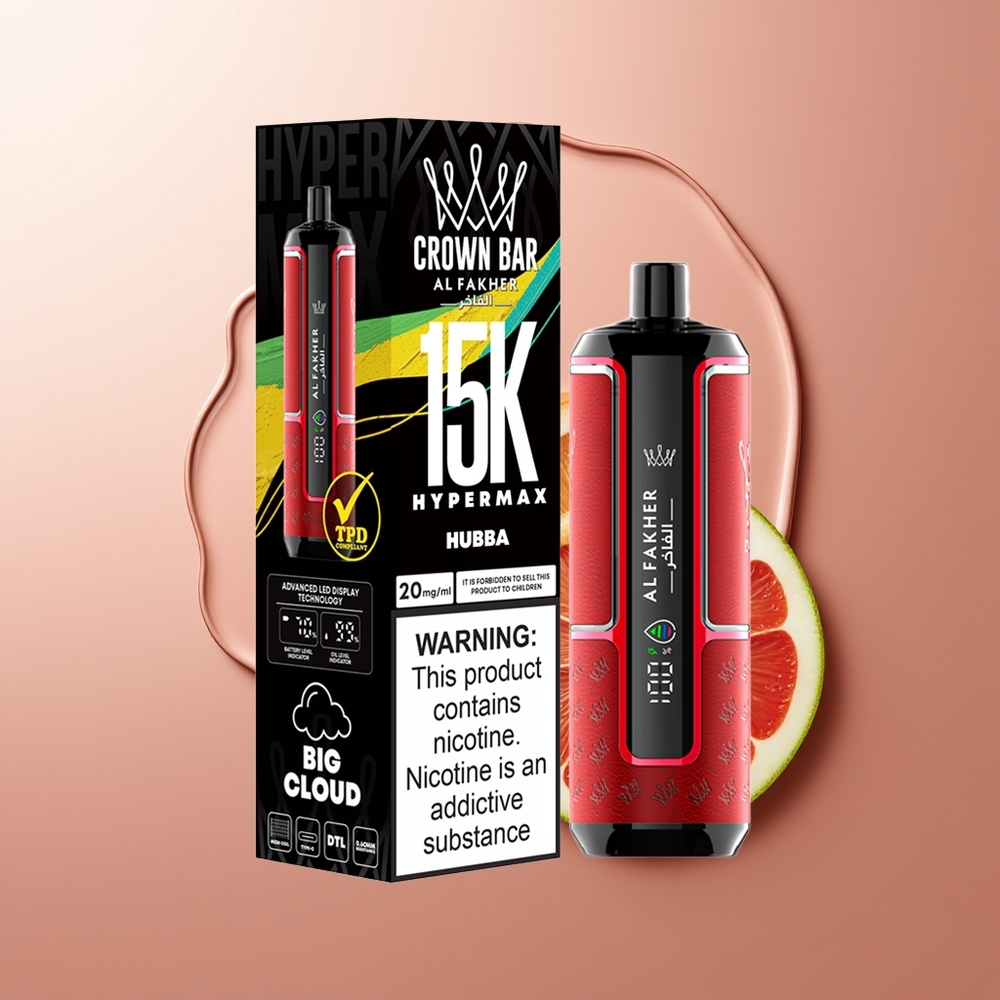 Al Fakher Crown Bar 15K Suur Akumahutavus 600mAh Kasutatav Vape Komplekt Hubba
