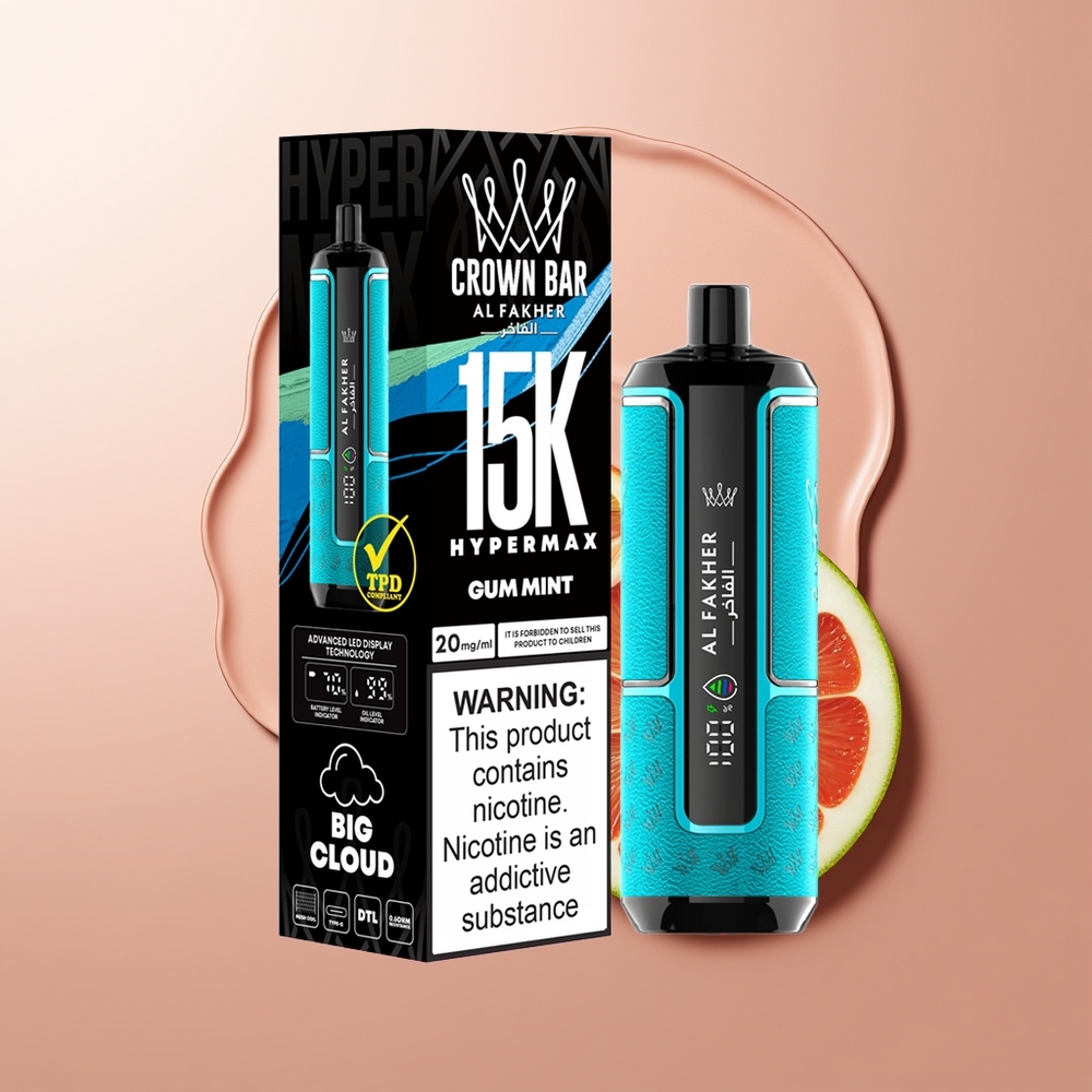 Al Fakher Crown Bar 15K Suur Akumulatsioonidisposiitne Vape Kit 15,000 Suudlust Maitsemint