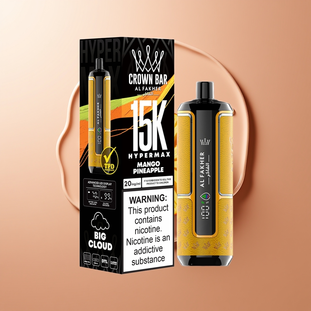 Al Fakher Crown Bar 15K Suur Mango Ananass Ühekordne Aurusti Kit