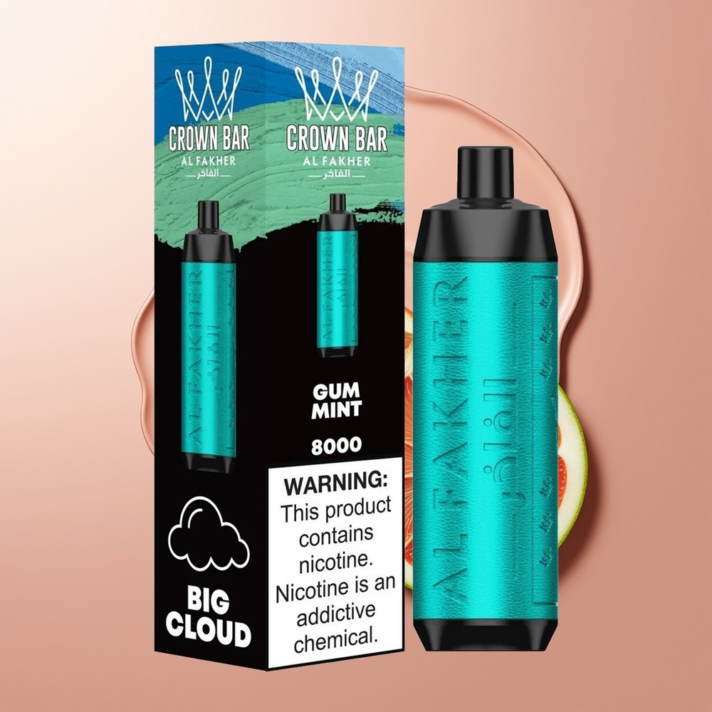 Al Fakher Crown Bar 8000 Kristall Ühekordne Vape 600mAh 18ml Mädane Mint