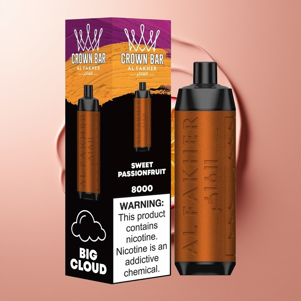 Al Fakher Crown Bar 8000 Suhkru-passionimahl Kompaktne ja Elegantne