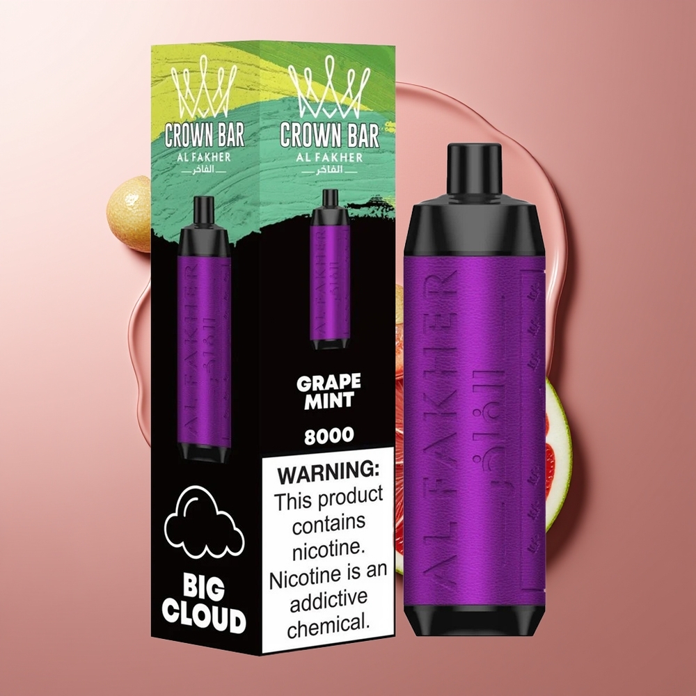 Al Fakher Crown Bar 8000 Suitsu Viinamärsi Münt 18ml USB-C