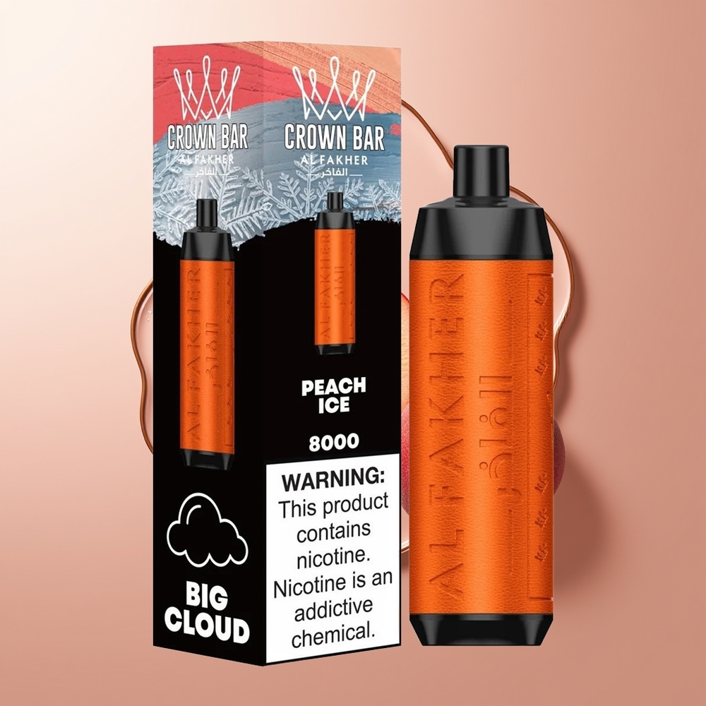 Al Fakher Crown Bar 8000 Suitsu Virsikujää 18ml USB-C