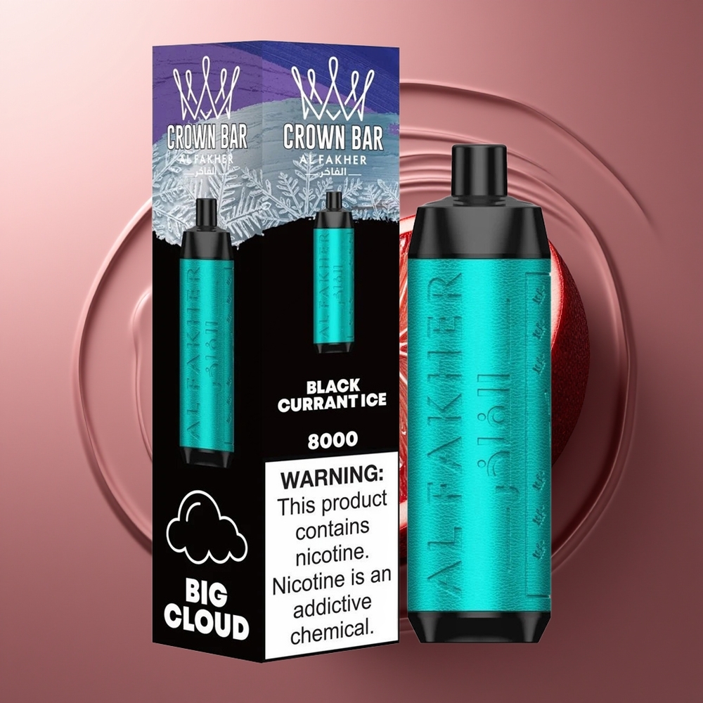 Al Fakher Crown Bar 8000 Suitsupõleti Must Sõstar Jää 600mah 18ml
