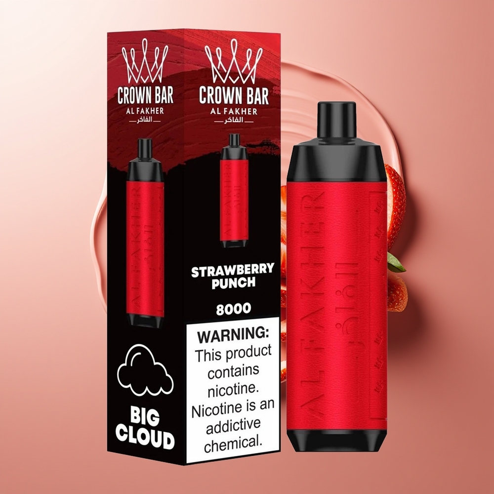 Al Fakher Crown Bar 8000 Suitsupott Maasikapunch 18ml 5mg