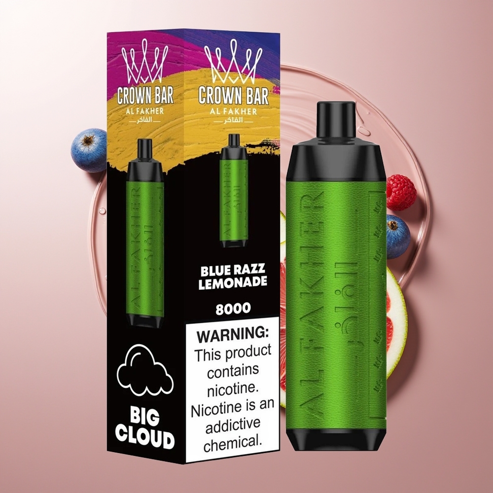 Al Fakher Crown Bar 8000 Suitsupud Sinine Vaarika-Limonäädis 600mAh USB-C