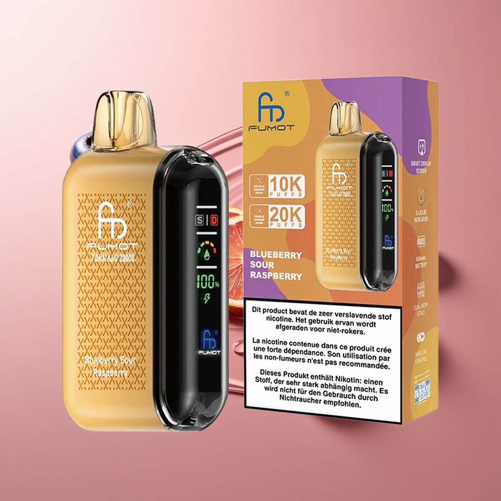 Fumot Tornado 20000 Pahviku Mustikas-Hapukarva Mähis-mähis + Nutikuvuti