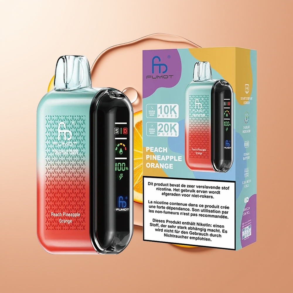 Fumot Tornado 20000 Puhangit Virsik Ananass Apelsin Dual Mesh Coil Smart Display