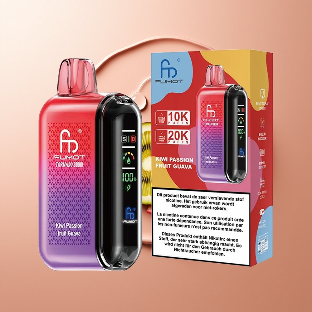 Fumot Tornado 20000 Puhangut Kiivi-Marakuya-Guava Dual Mesh Coil Smart Display