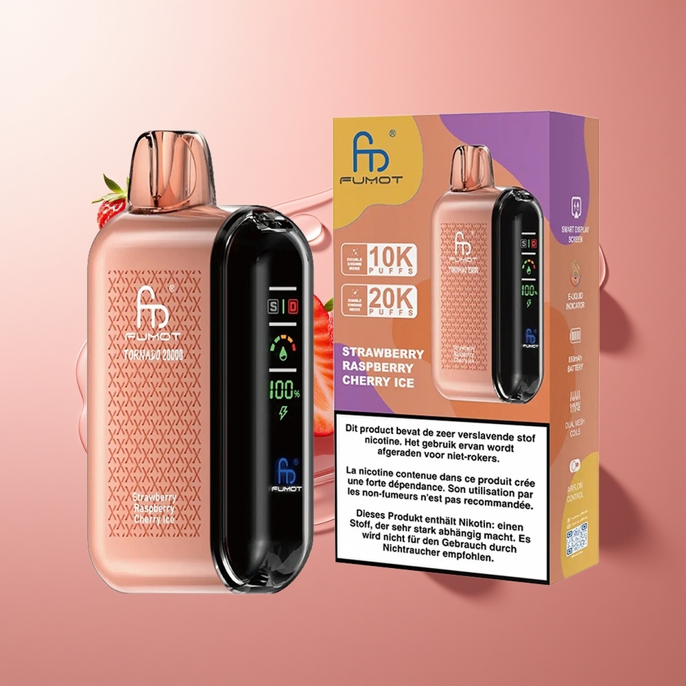 Fumot Tornado 20000 Puhangut Maasik-Murakas-Kirsijää 850mAh Akuga