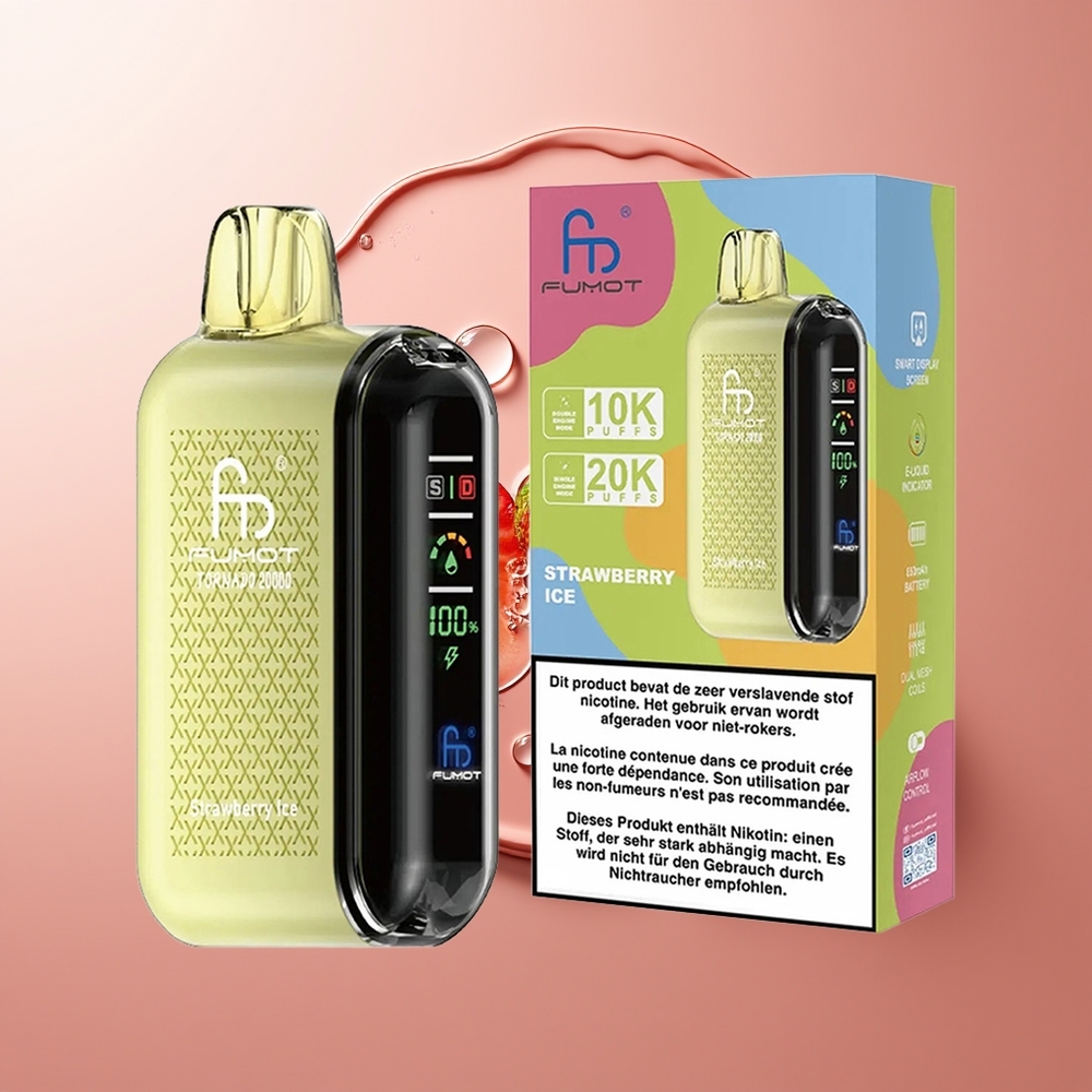 Fumot Tornado 20000 Puhangut Maasikajää 20ml Kahekordse Võrguga