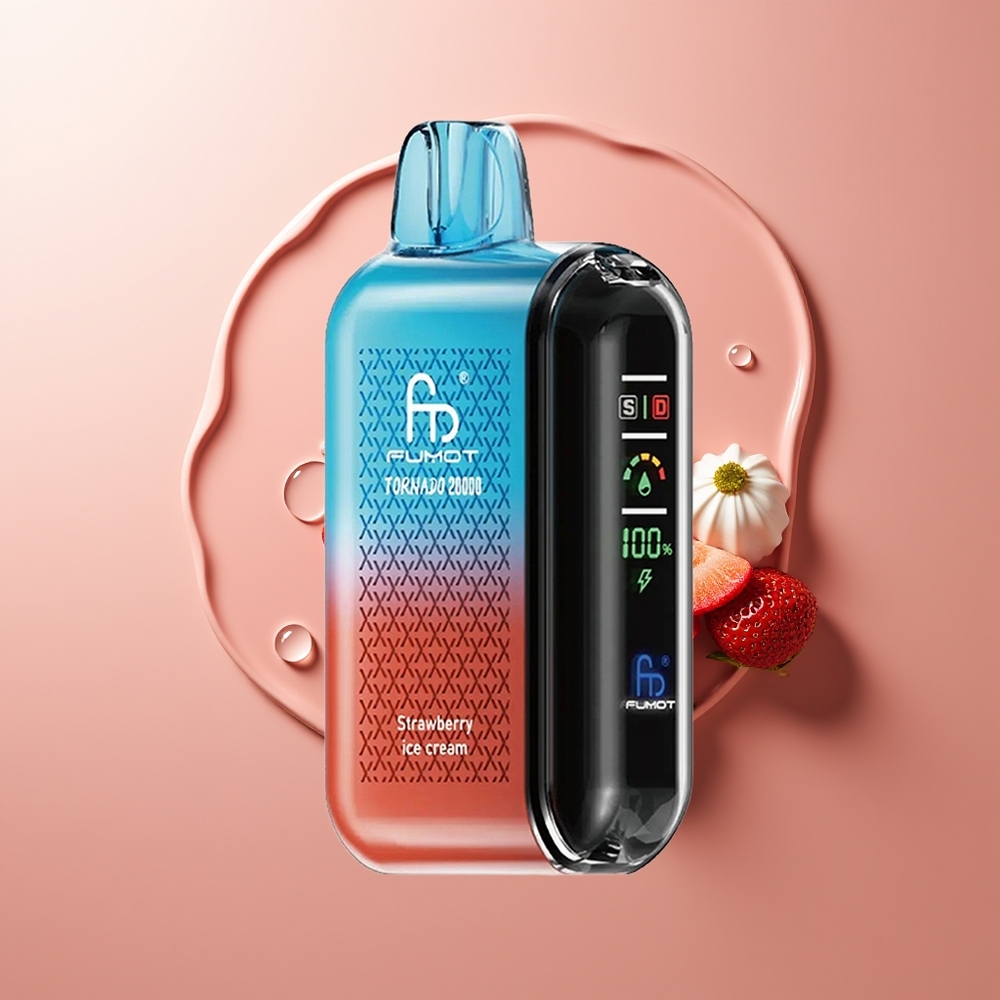 Fumot Tornado 20000 Puhangut Maasikajäätise 20ml Kahekordse Võrguga