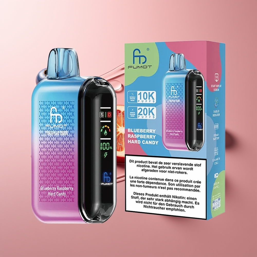 Fumot Tornado 20000 Puhangut Mustikas Vaarik Kõva Kommid 20ml Kahe Võrgustikuga Mootor