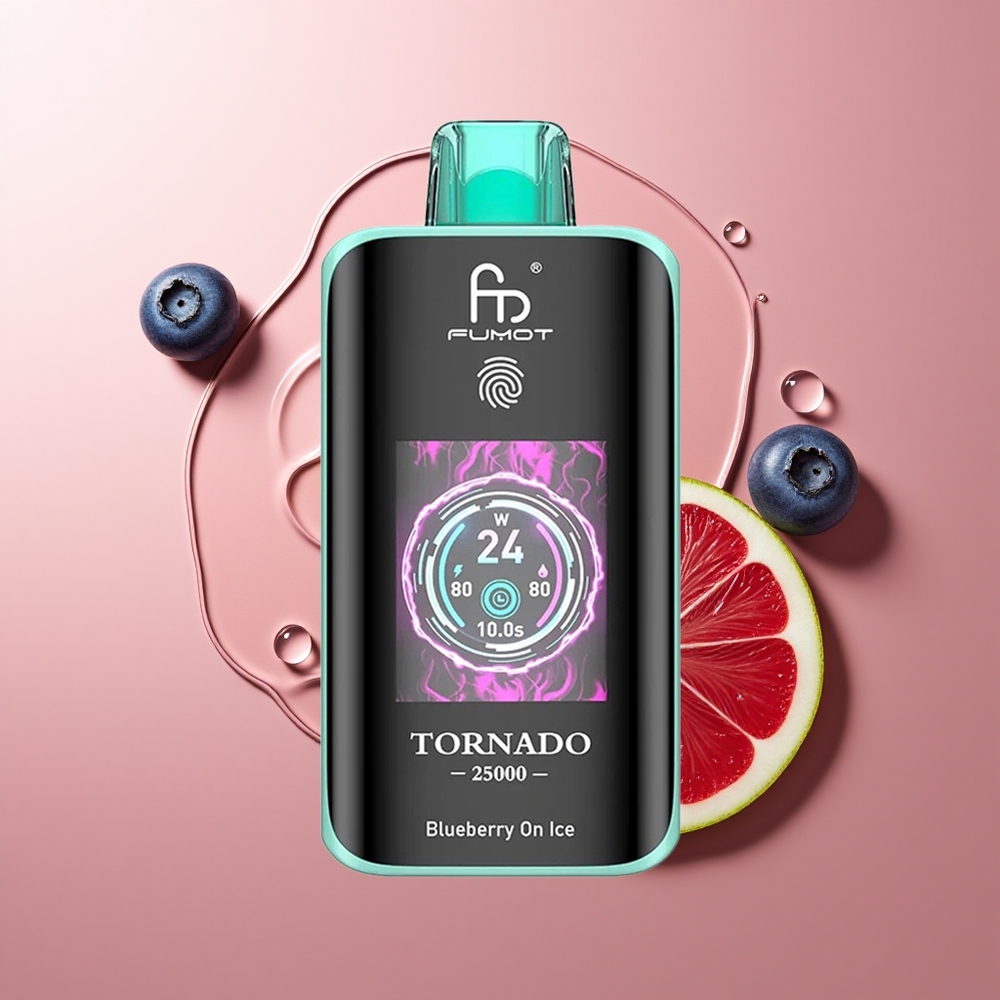 Fumot Tornado 25000 Pahvust Laaditav Sinimustikas Jääga + 700mAh Akuga