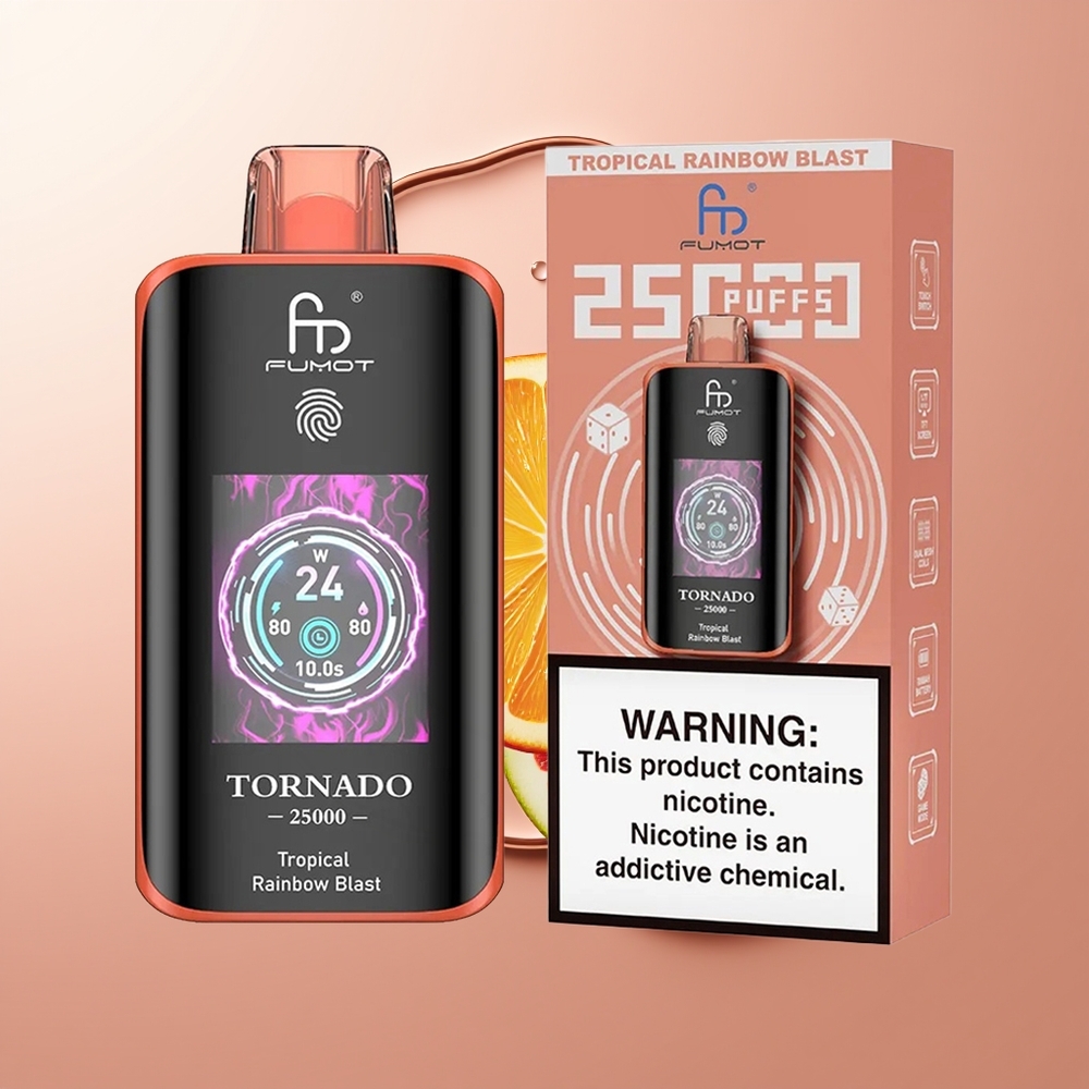 Fumot Tornado 25000 Puhang Troopiline Vikerkaare Plahvatus + HD Ekraan + 700mAh Akuga