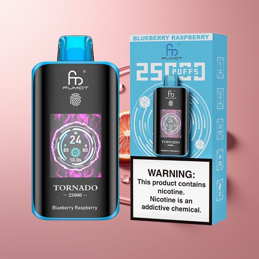 Fumot Tornado 25000 Puhangud Mustikas Vaarika HD Ekraan 700mAh