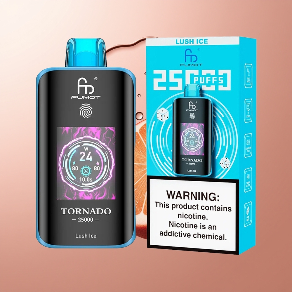 Fumot Tornado 25000 Puhangut HD Ekraaniga 700mAh Akuga Lush Jää