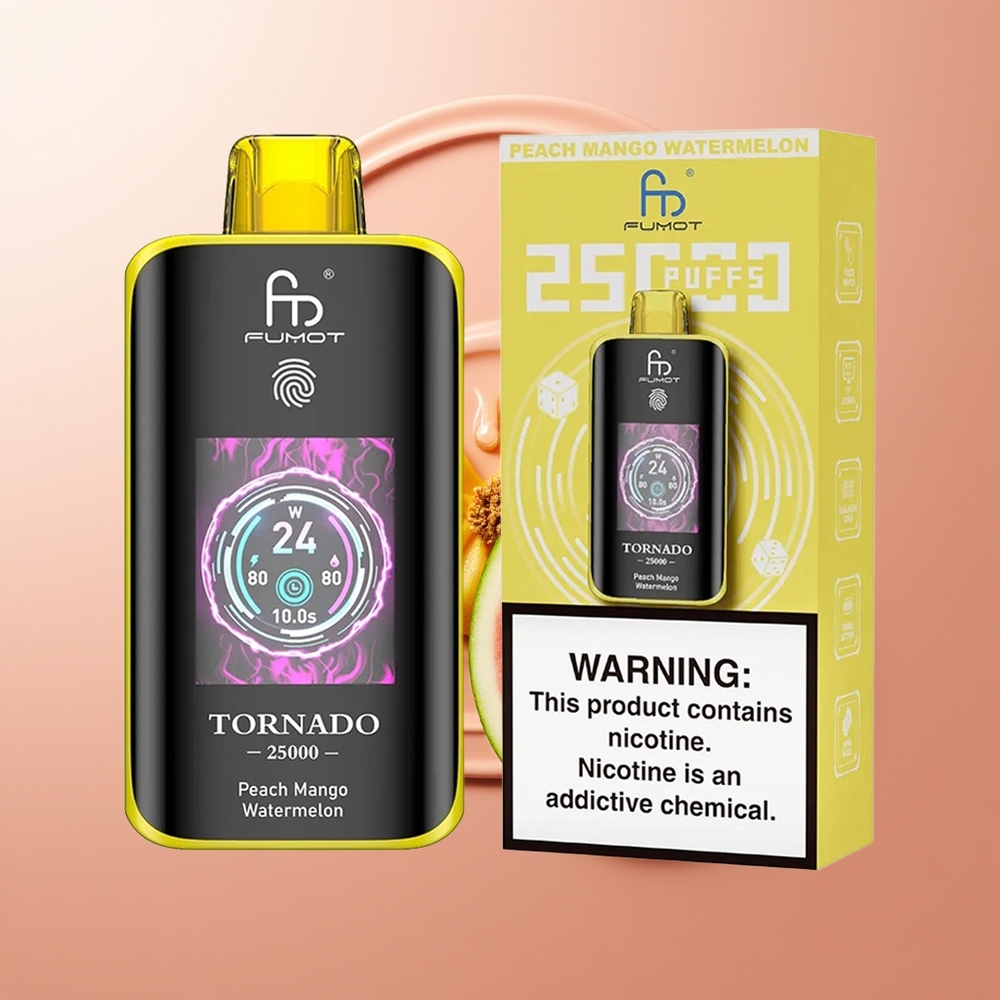 Fumot Tornado 25000 Puhangut Virsik Mango Arbuus 700mAh Laaditav Ekraan
