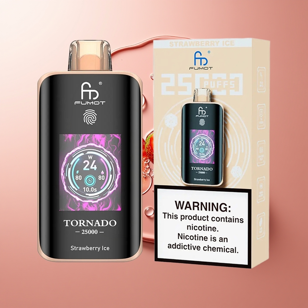 Fumot Tornado 25000 Puhu Maasikajää + HD Ekraan & 700mAh