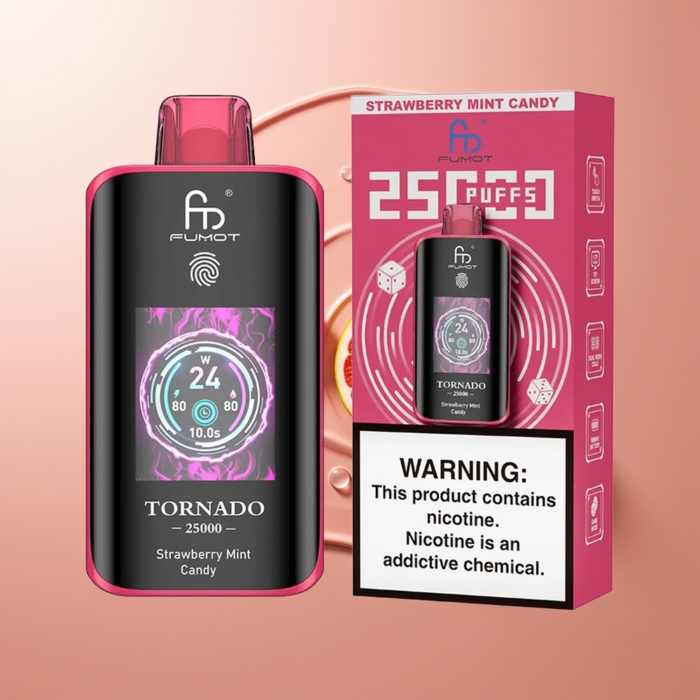 Fumot Tornado 25000 Puhu Maasikamündi Komm 700mAh Type-C