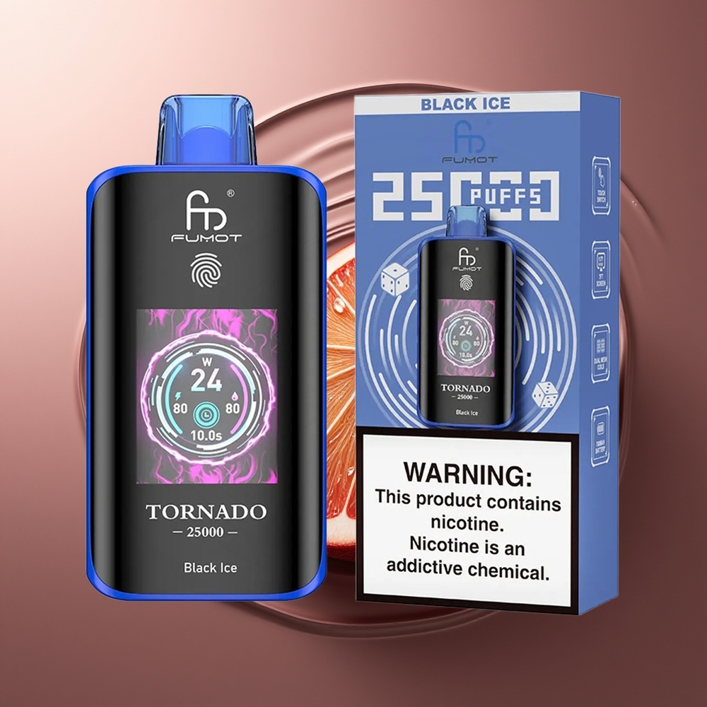 Fumot Tornado 25000 Puhu Must Jää Tüüp-C Laadimine 20ml E-vedelik