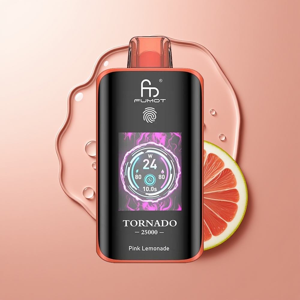 Fumot Tornado 25000 Puhu Roosa Sidrunijook HD Ekraan 700mAh