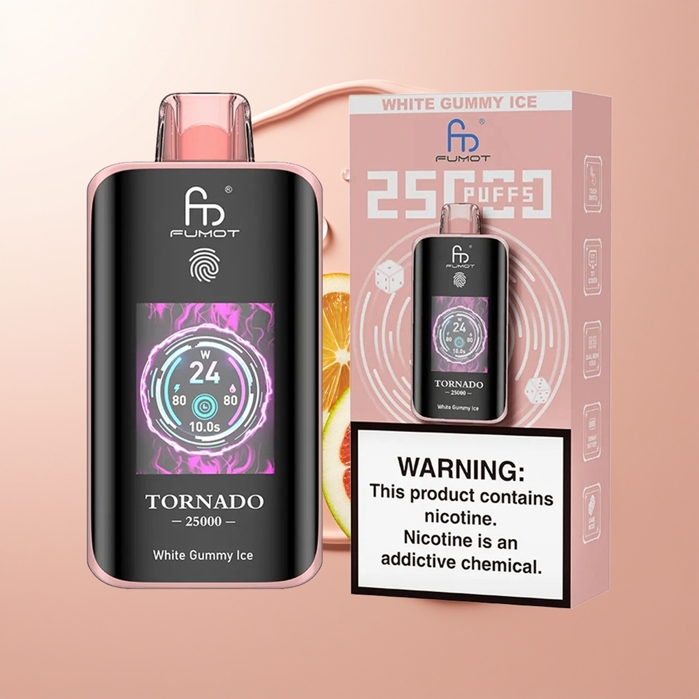 Fumot Tornado 25000 Puhu Valge Gummii Jää 700mAh Type-C