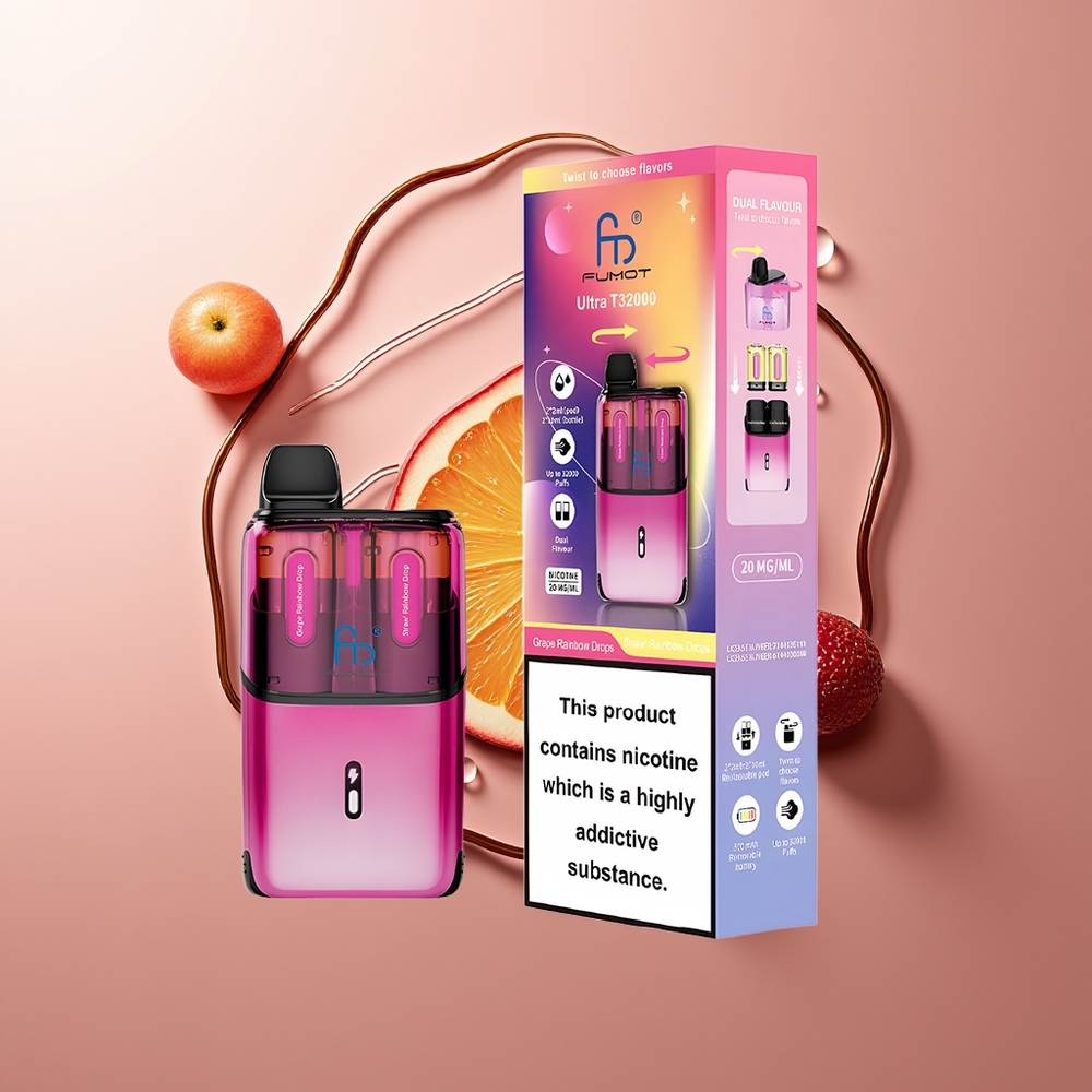 Fumot Ultra T32000 32000 Suitsu Viinamarja Vikerkaare Tilgad - Maasika Vikerkaare Tilgad 800mAh Type-C