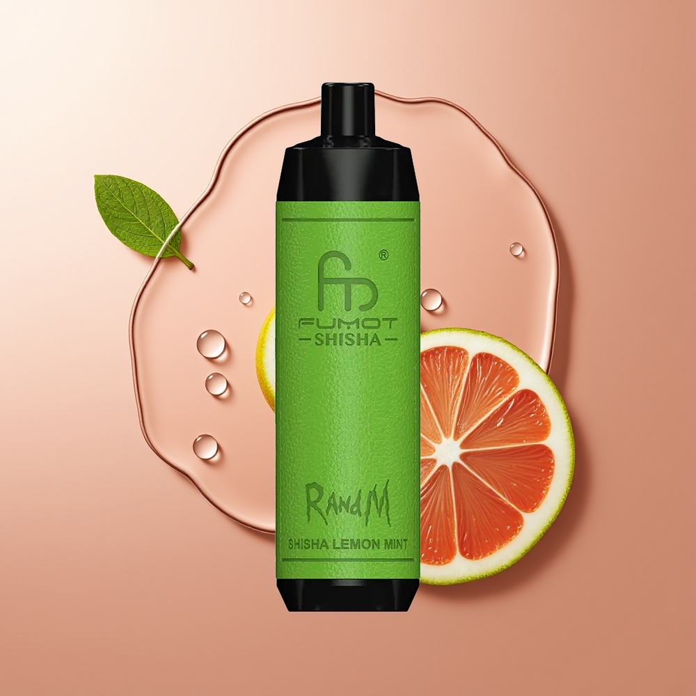 RandM Fumot Shisha 10000 Puffs E-pudel Vape Sidrunimünt Tüüp-C Pordiga 0.5% Nikotiini