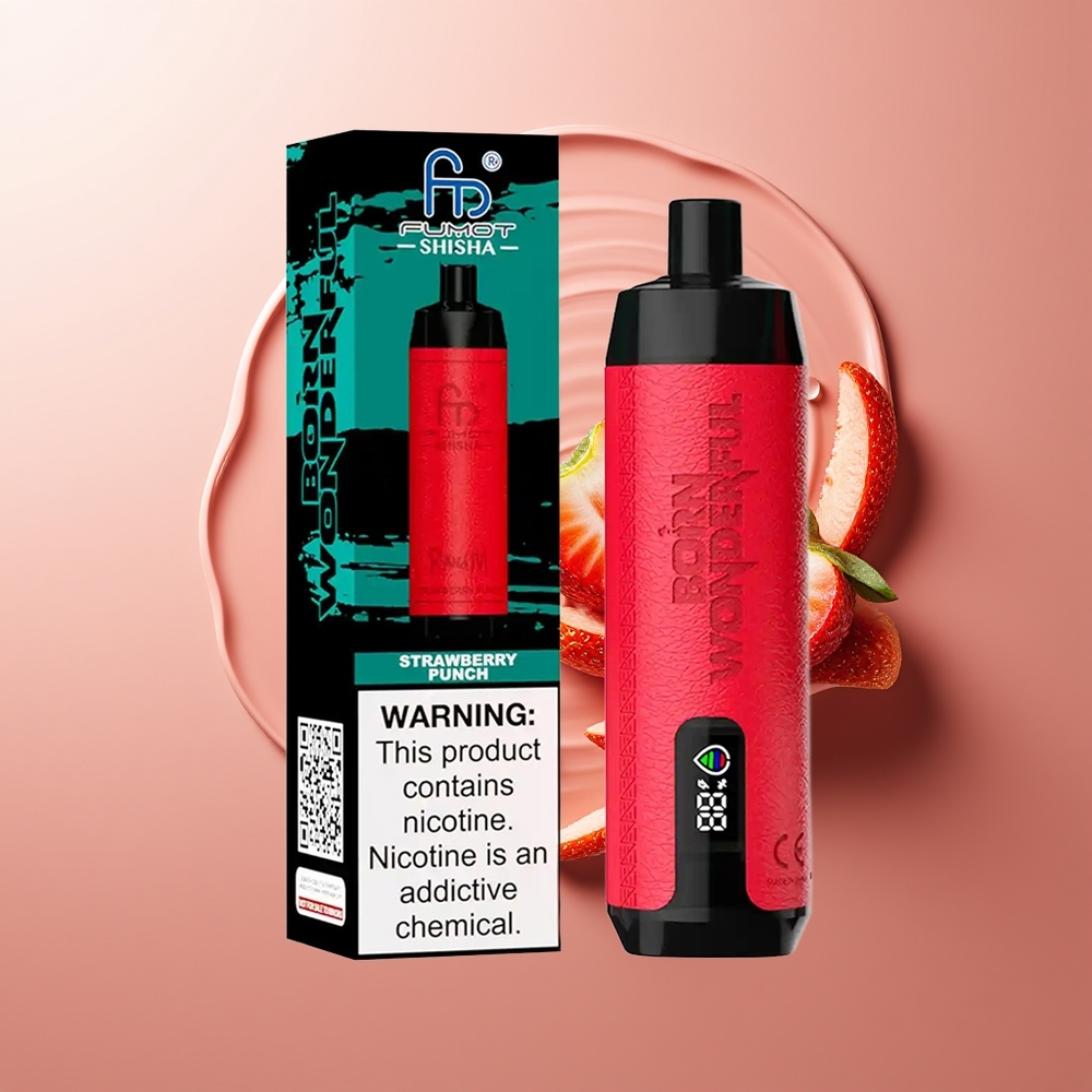 RandM Fumot Shisha 10000 Puffs Maasikapung e-vedelik 850 mAh