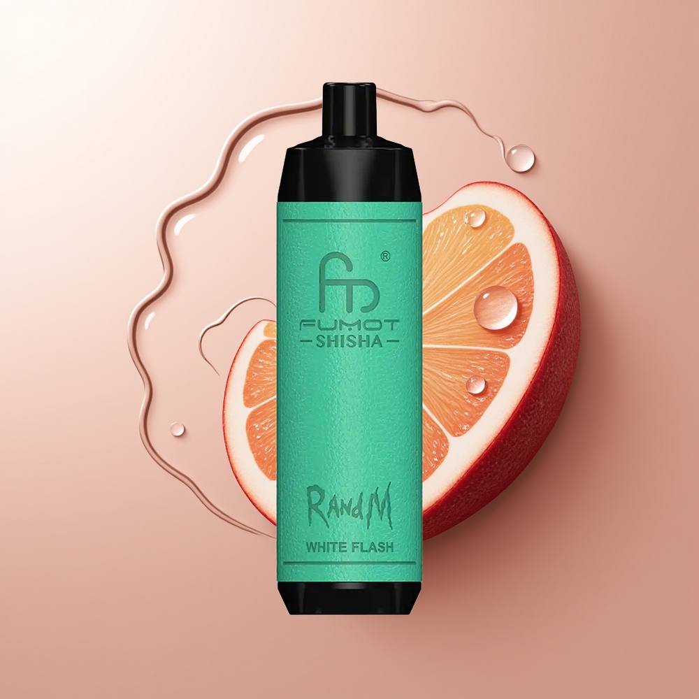 RandM Fumot Shisha 10000 Puffs Shisha Valge Sähvak LED&Type-C
