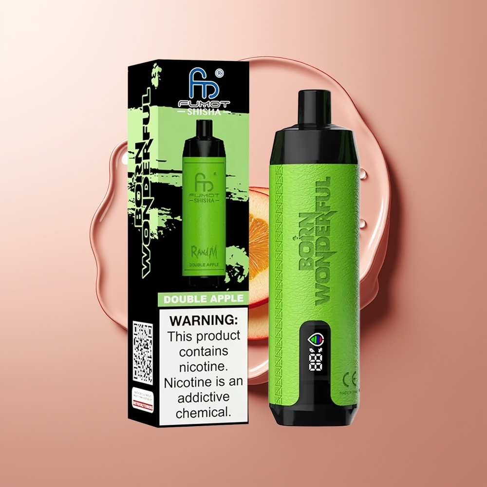 RandM Fumot Shisha 10000 Puffs Ühekordselt Kasutatav Vape Topelt Õun 18ml 850 mAh