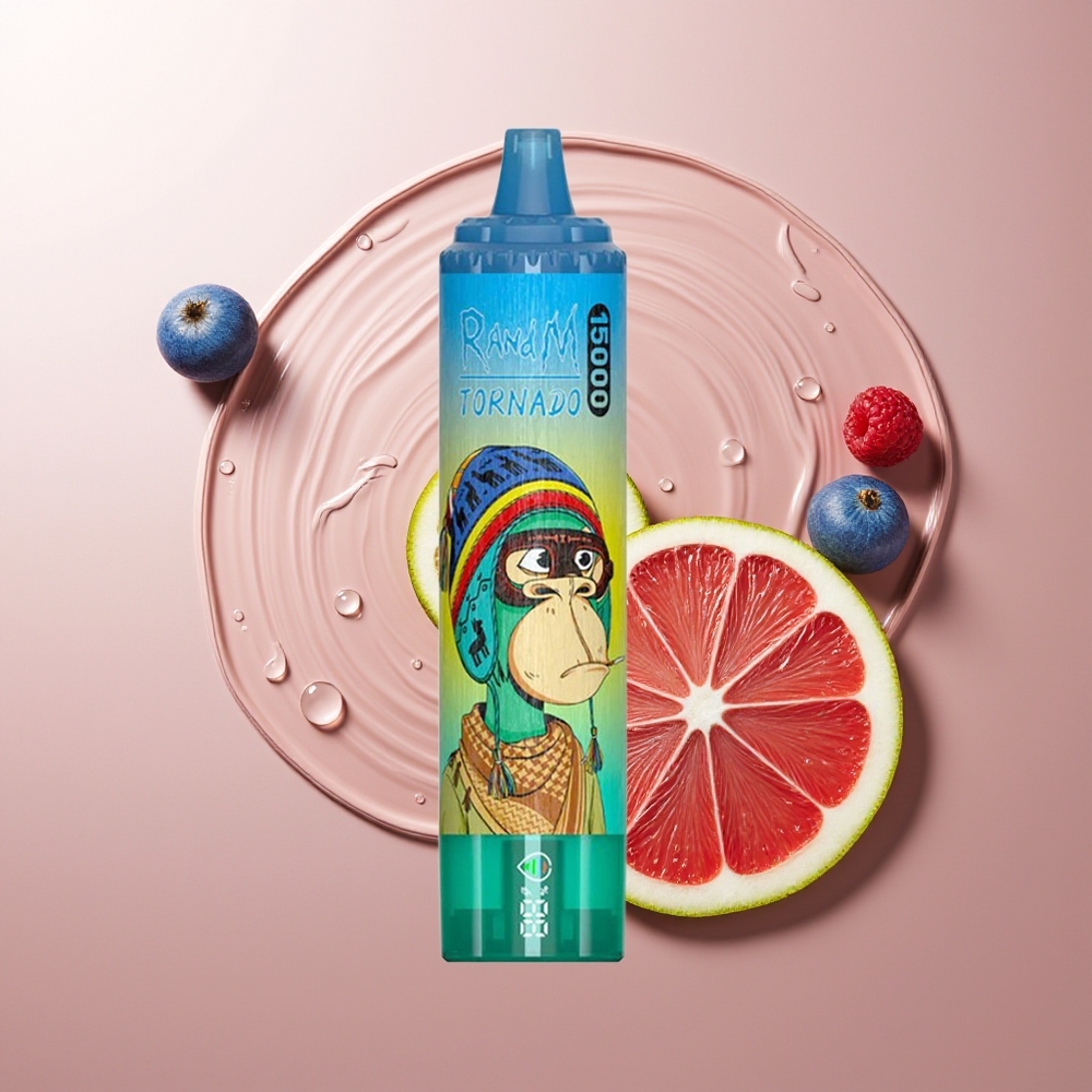 RandM Fumot Tornado 15000 Pahvad Sinine Sidrunimahl Disposabel Vape LCD Tüüp-C