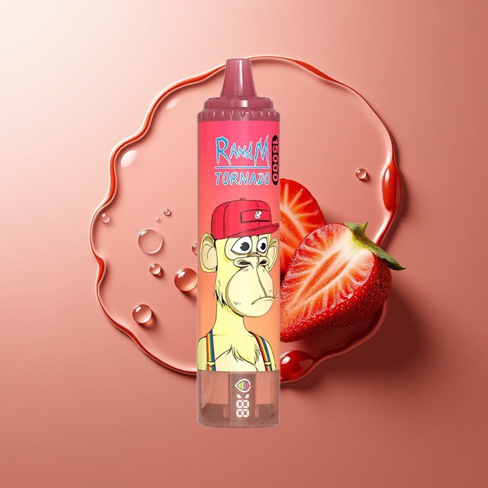 RandM Fumot Tornado 15000 Puffs Maasika Punane Sõnn + 850mAh LCD