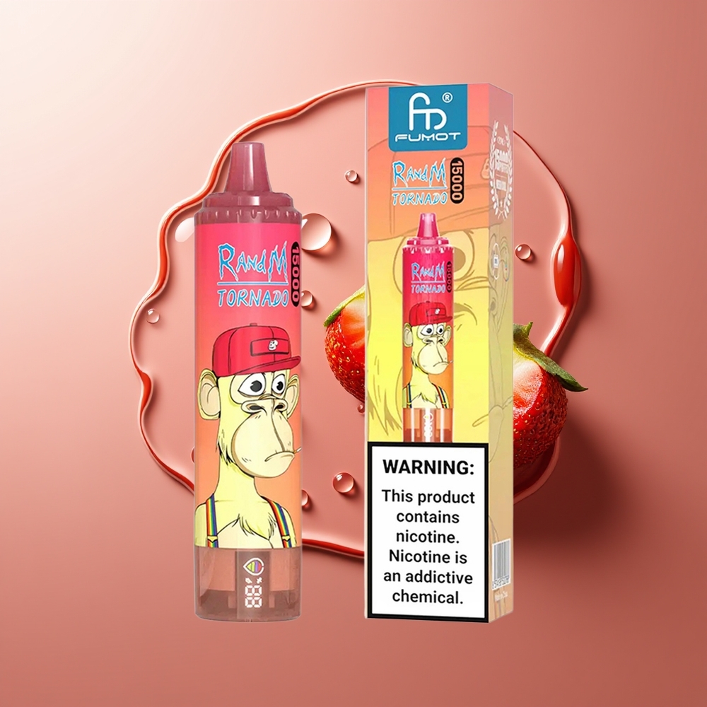 RandM Fumot Tornado 15000 Puffs Maasika Punane Sõnn + 850mAh LCD