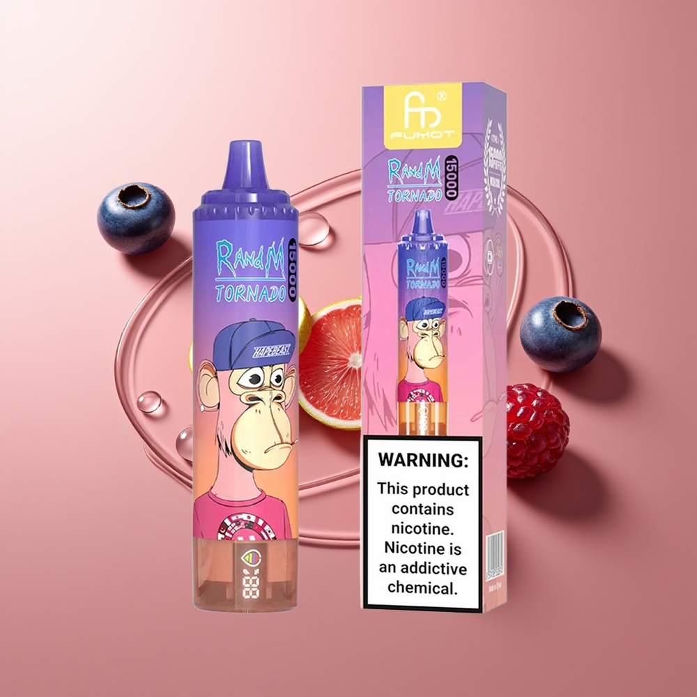 RandM Fumot Tornado 15000 Puhang Mustikas-Virsik Tüüp-C Laadimine LCD-ekraan