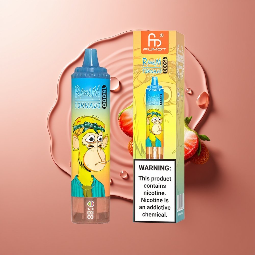 RandM Fumot Tornado 15000 Puhangit Maasik Disposabel Vape 25ml LCD