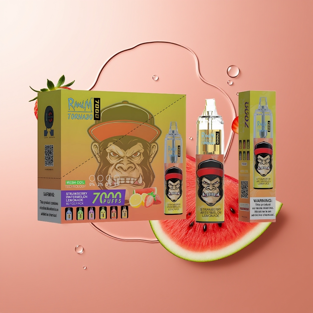 RandM Fumot Tornado 7000 Puffs Maasika-Arbuusi-Limonäädis 14 ML E-vedelik RGB Tuli