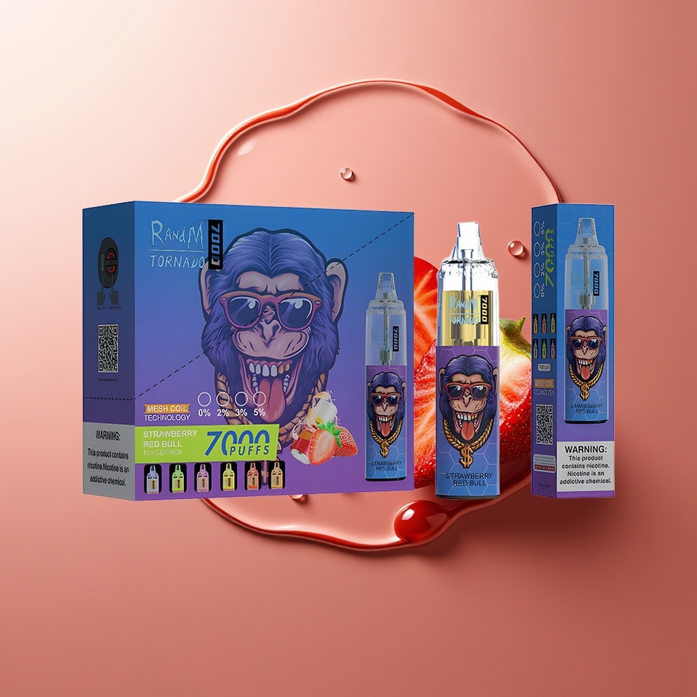 RandM Fumot Tornado 7000 Puhang Maasikas Punane Sõnn + 14 ML + RGB