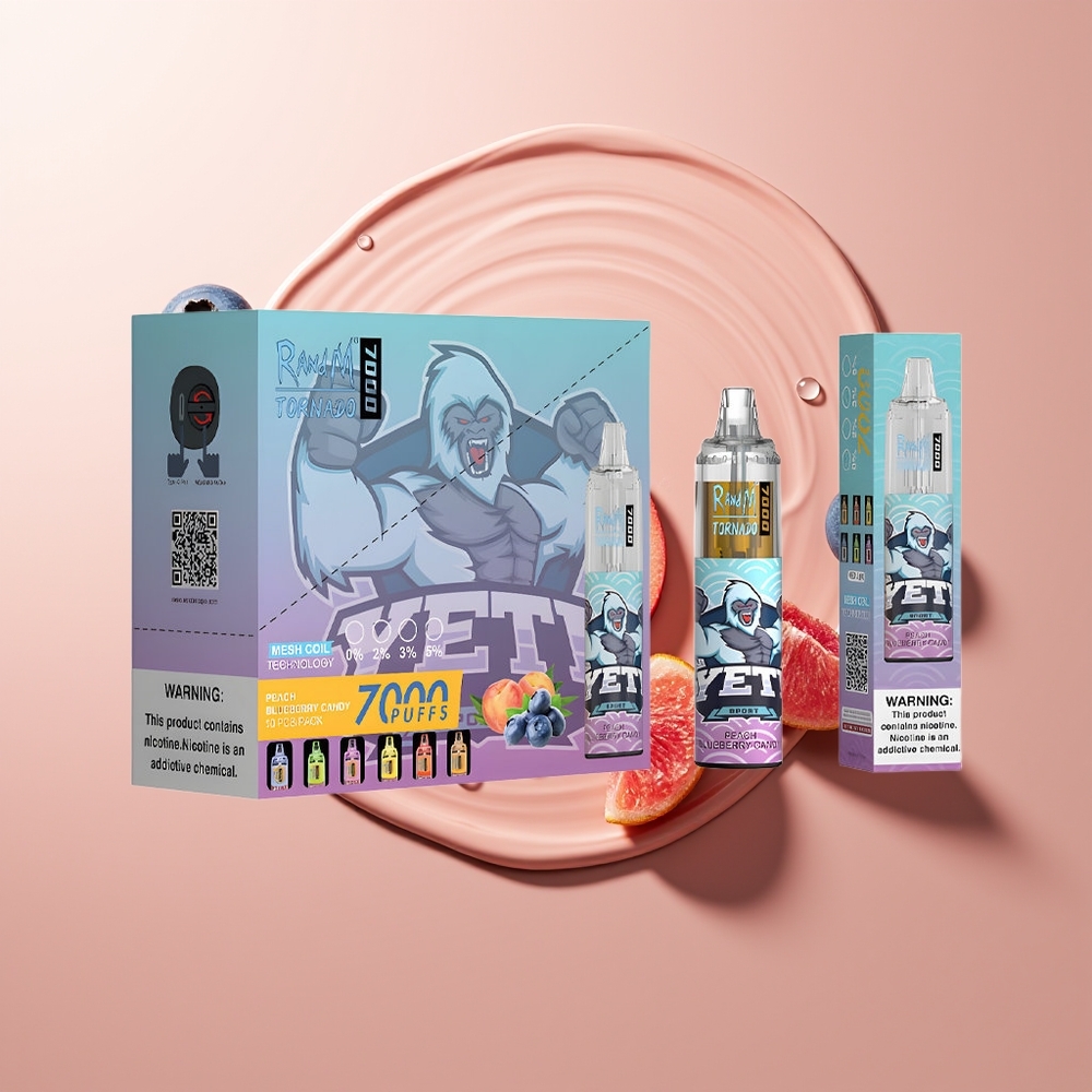 RandM Fumot Tornado 7000 Sutsud 14ml Virsik-Mustikas Kommid RGB