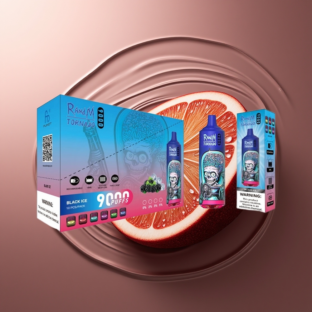 RandM Fumot Tornado 9000 Puhud Must Jää 850 mAh