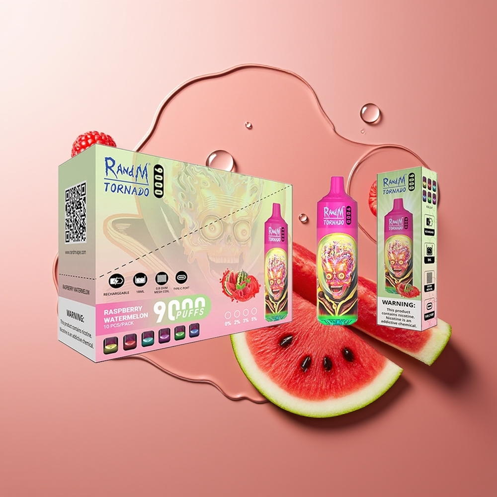 RandM Fumot Tornado 9000 Sutsud Vaarikas-Arbuus RGB Kuvar