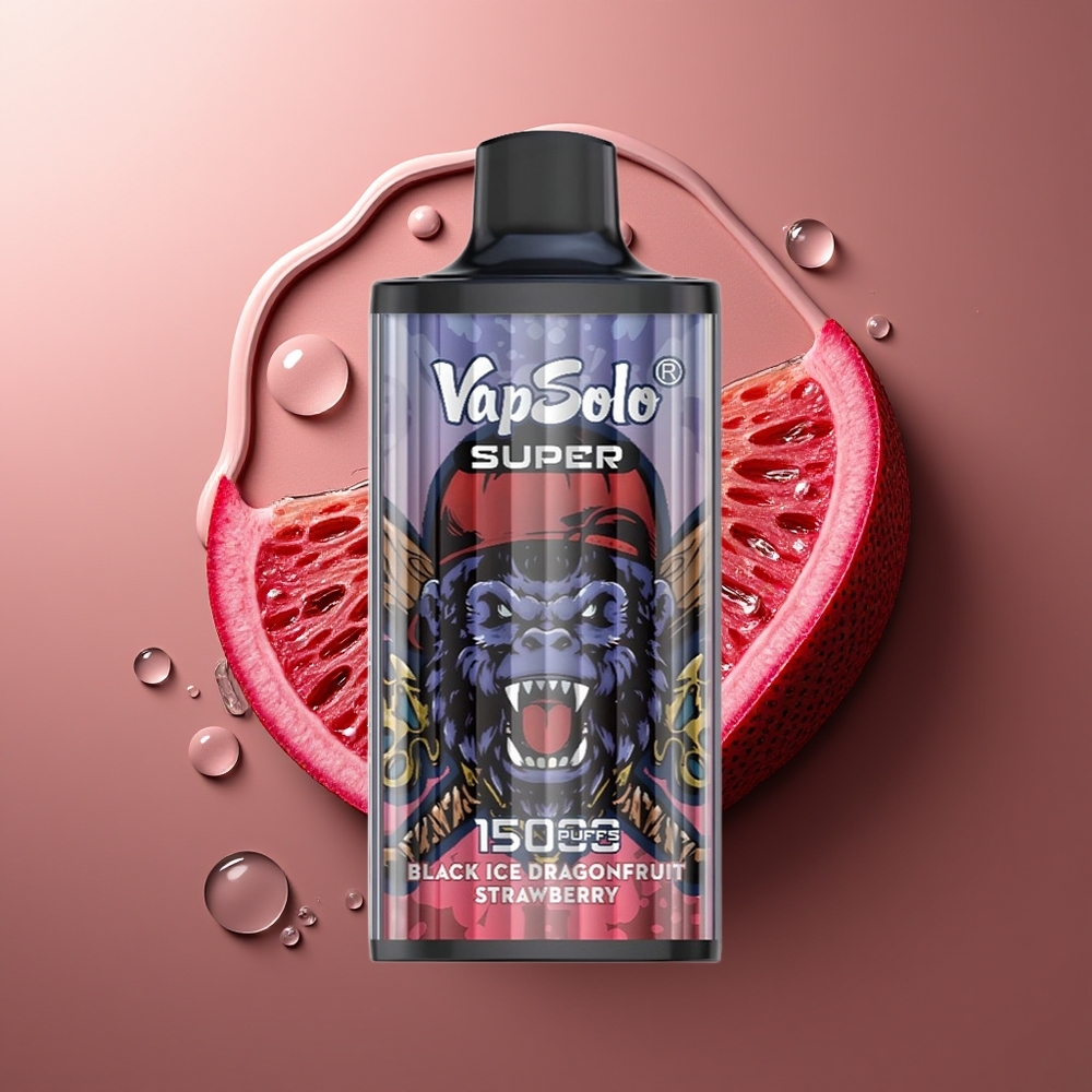 Vapsolo Super 15000 Püssid Must Jää Draakonmari Maasikas 40ml 850mah