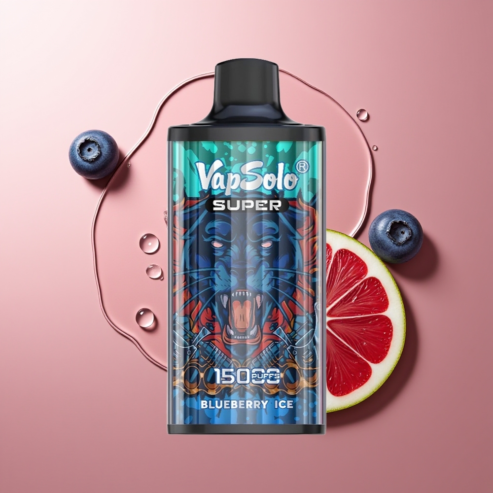 Vapsolo Super 15000 Puhud 40ml Mustikas-Jää Ühekordselt Kasutatav Vape