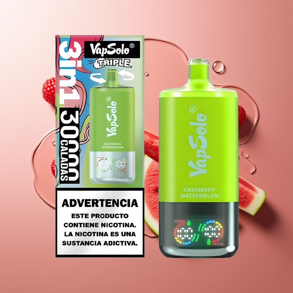 VapSolo Triple 30000 Puhuud Malinase-Arbuusi Disposiitvape Type-C