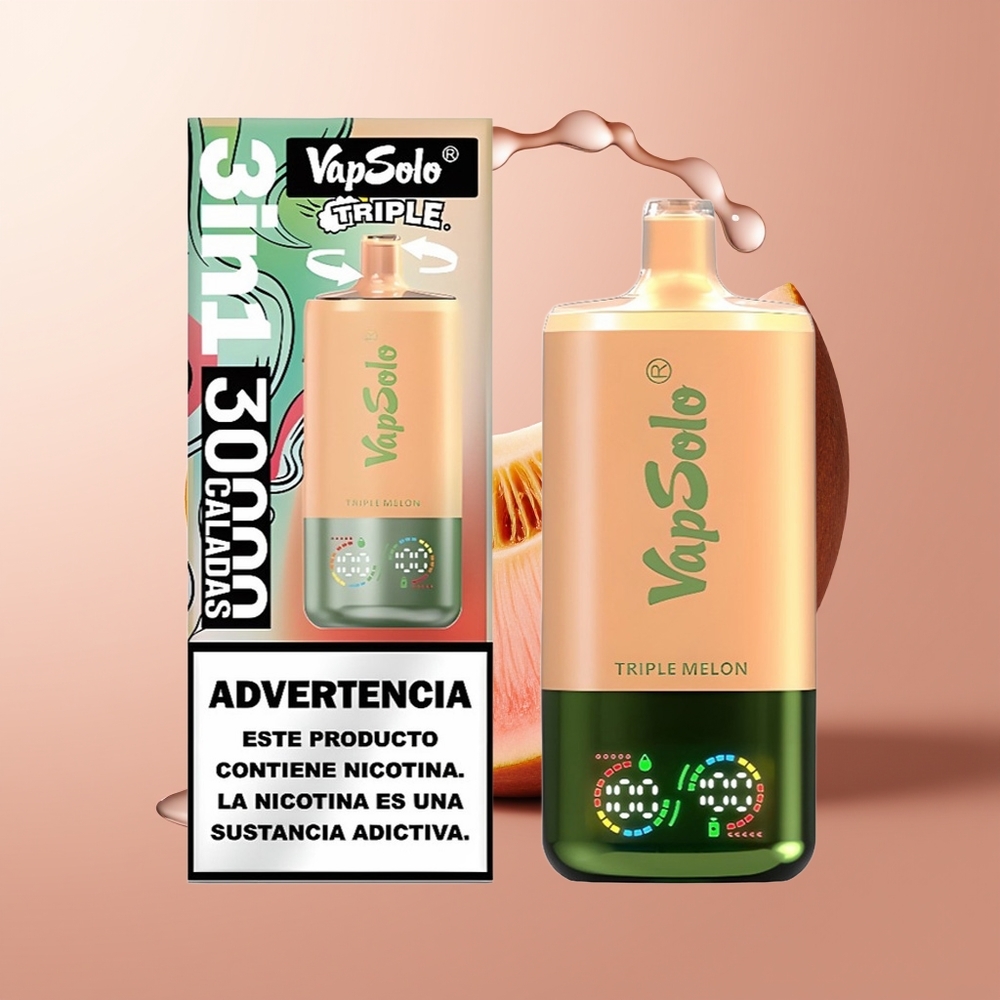 Vapsolo Triple 30000 Puffs Kolmikmelon Ühekordselt Kasutatav Vape 40ml Type-C