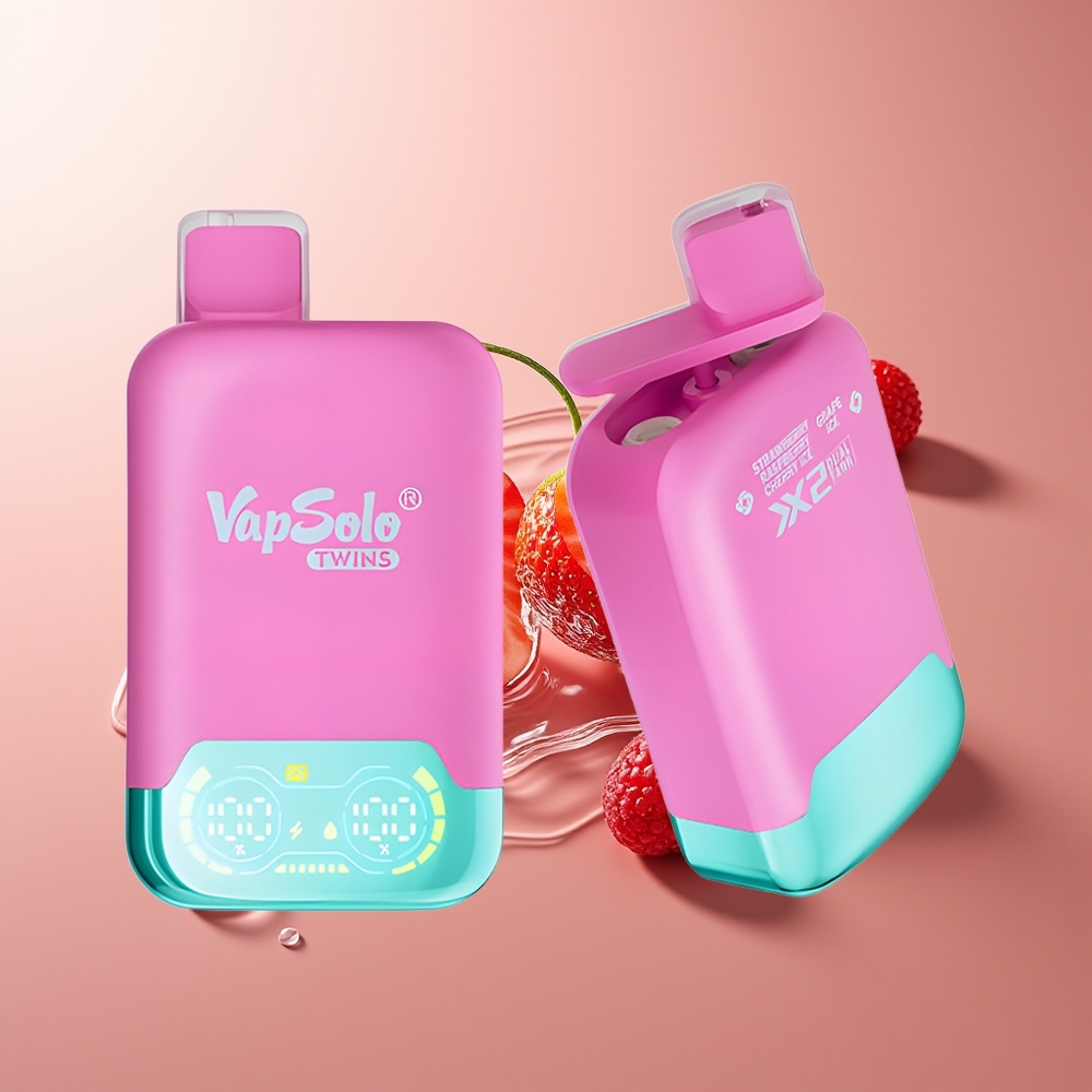 Vapsolo Twins 20000 Puffs Maasika Vaarik Kirss Jää & Viinamari Jää 40ml 2 Tanki